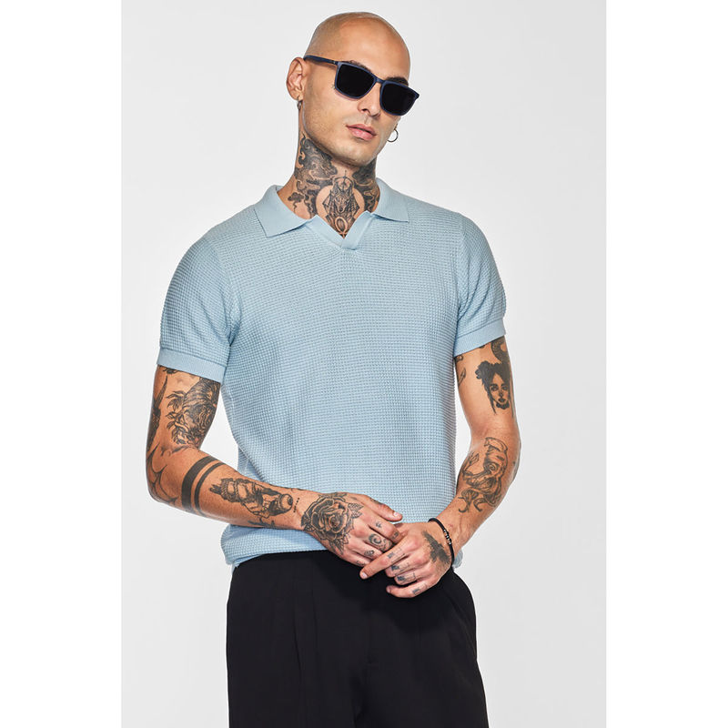 Snitch Core Lab Light Blue Textured Polo T-Shirt (L)