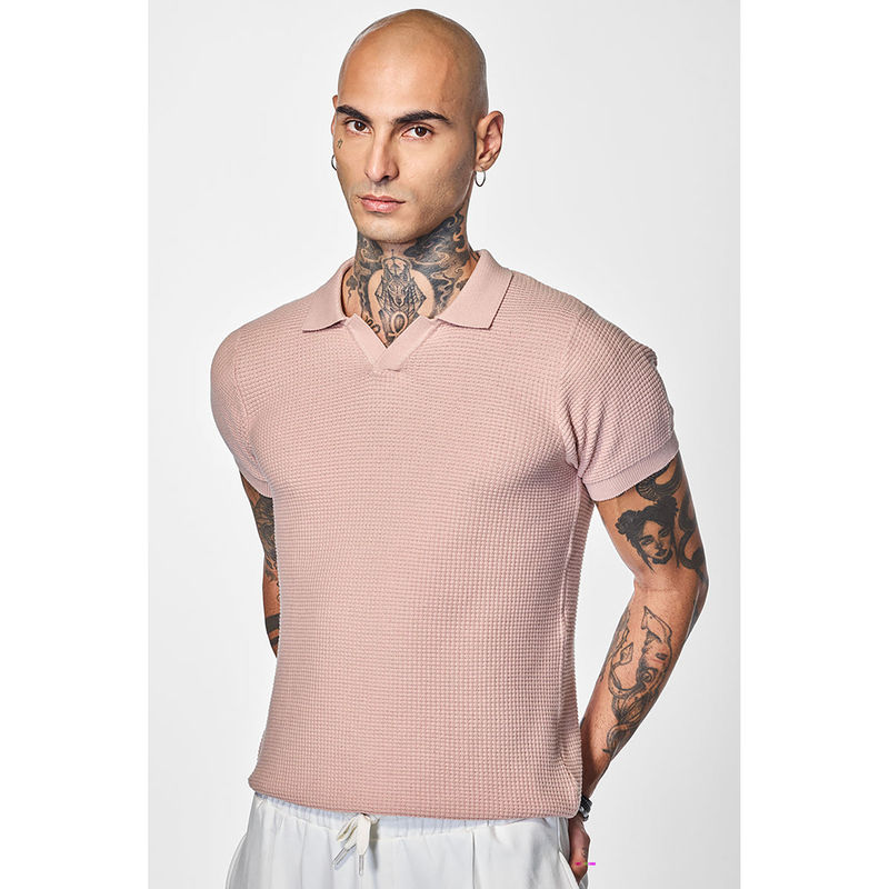 Snitch Core Lab Light Pink Textured Polo T-Shirt (M)