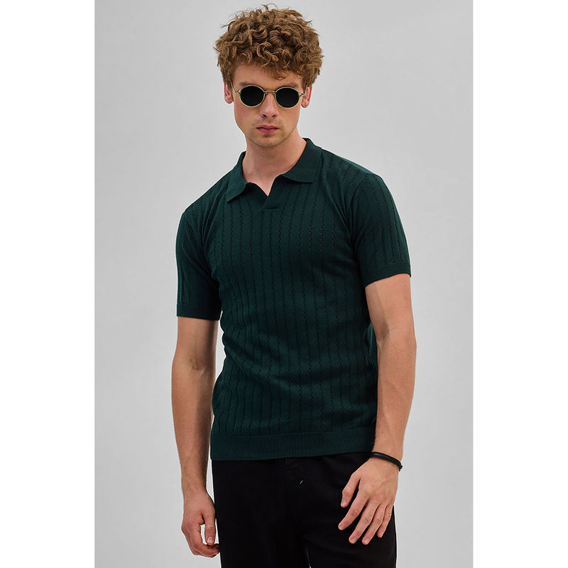 Snitch Dark Green Knitted Polo T-Shirt (2XL)
