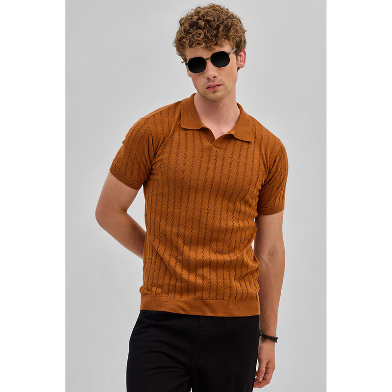 Snitch Rust Knitted Polo T-Shirt (2XL)