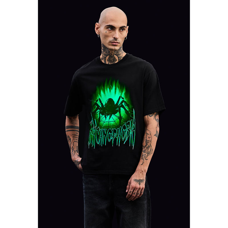 Snitch Arachnophobia Halloween Glow In The Dark Black T-Shirt (2XL)