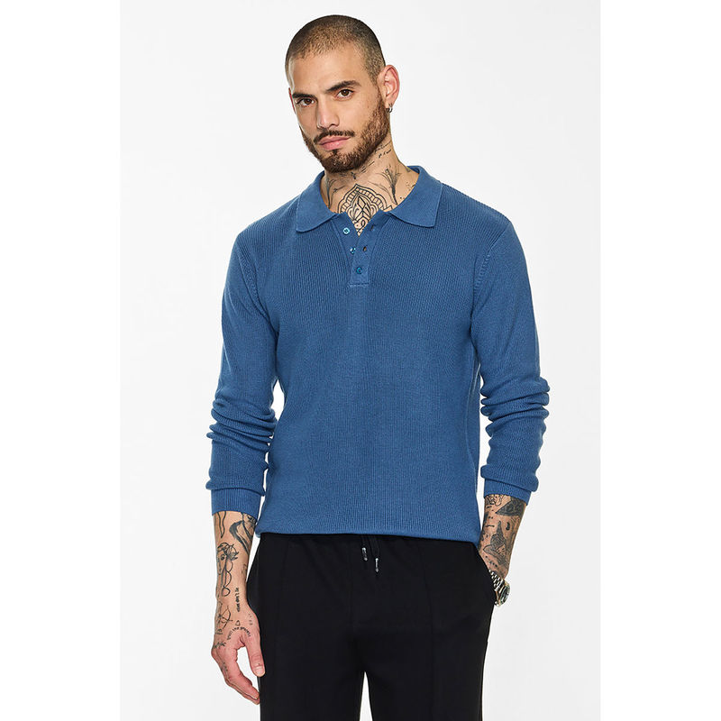 Snitch Core Lab Blue Solid Polo T-Shirt (2XL)