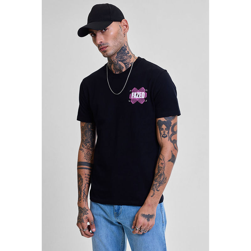 Snitch Fazed Black Graphic Print Slim Fit T-Shirt (M)