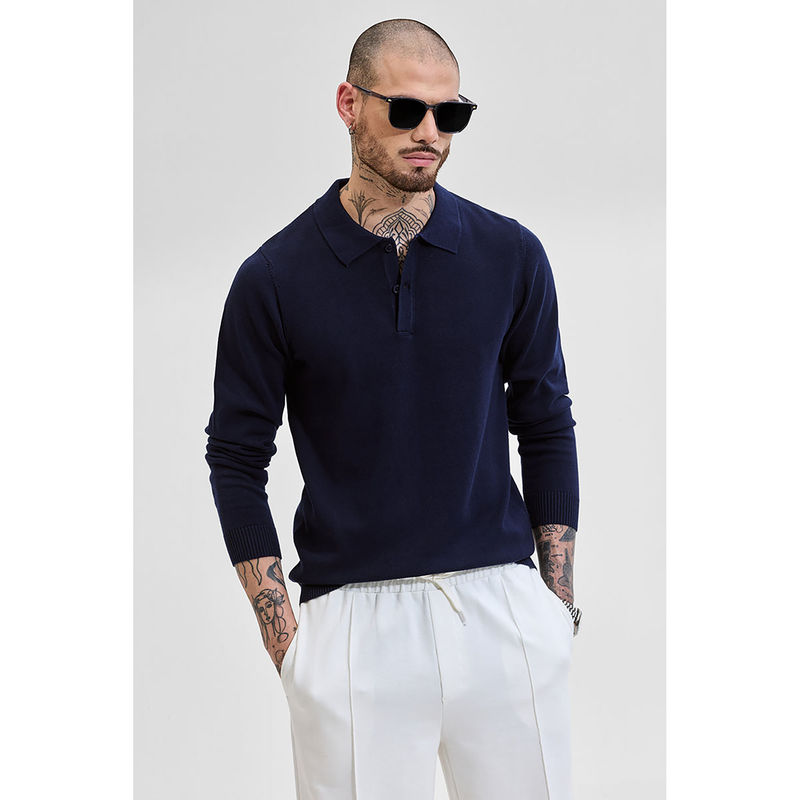 Snitch Core Lab Navy Blue Slim Fit Polo T-Shirt (2XL)