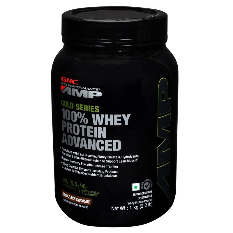 Buy GNC AMP Gold 100 Whey Protein Advanced Double Rich Chocolate