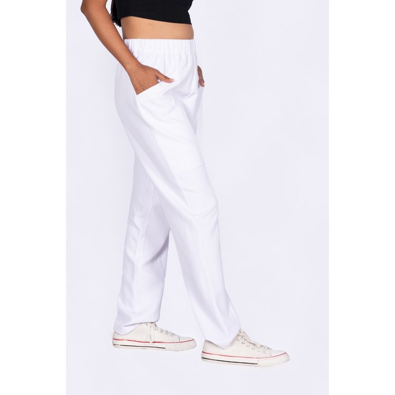 Muvazo Women White Breathe Easy Track Pant (M)