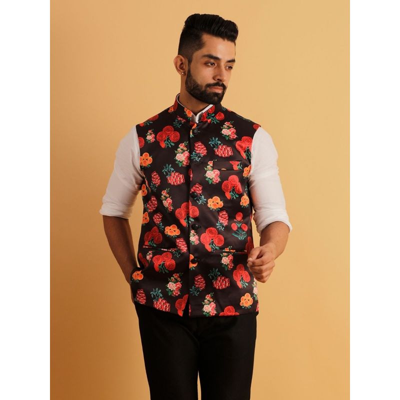 Lightpole Men Floral Printed Nehru Jackets (M)