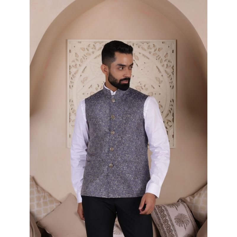Lightpole Men Blue Nehru Jacket (S)