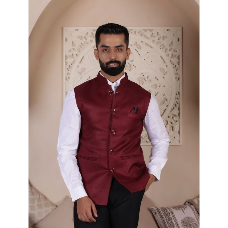 Lightpole Men Solid Nehru Jacket (L)