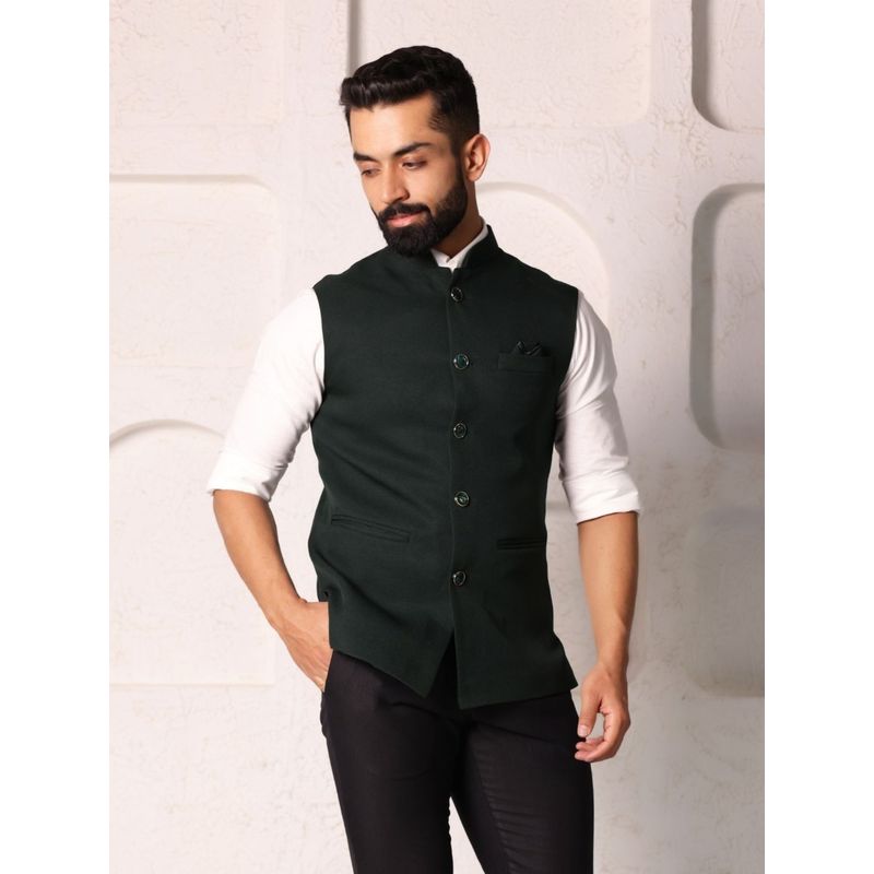 Lightpole Men Designer Solid Nehru Jacket (M)