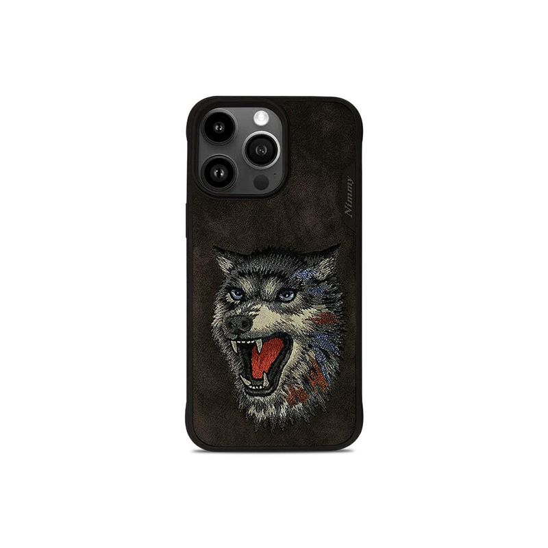 Treemoda 3D Embroided Wolf Leather Case (iPhone 14 Pro Max)