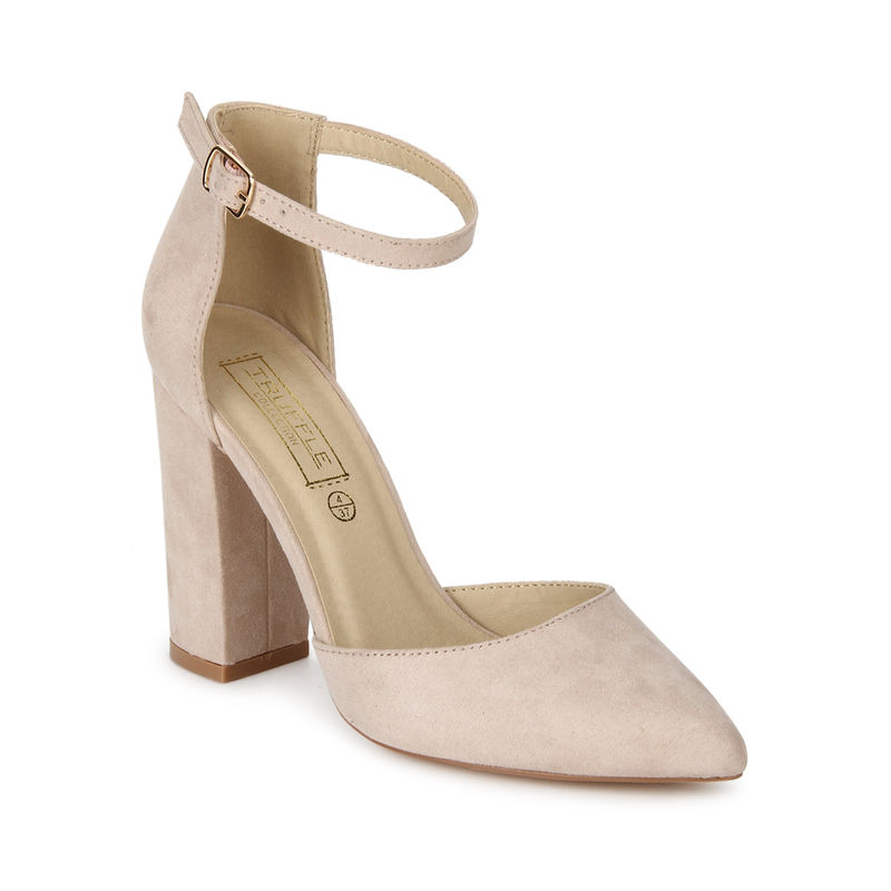 Nude closed toe block heels store