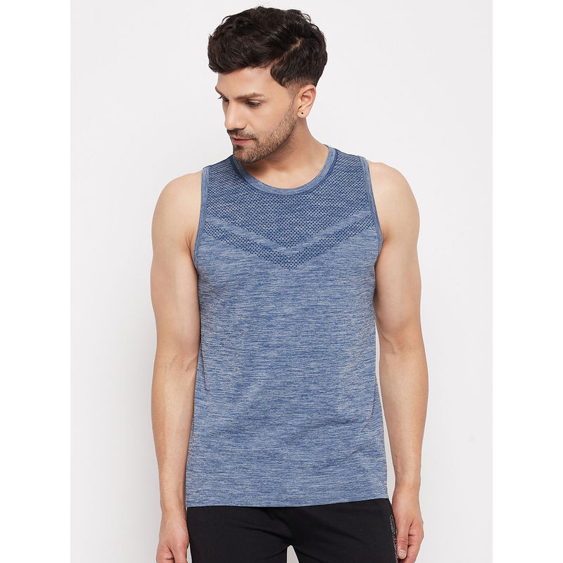 C9 Airwear Seamless Men's Sando Vests with Round Neck and Textured Knit in Navy Color (S)