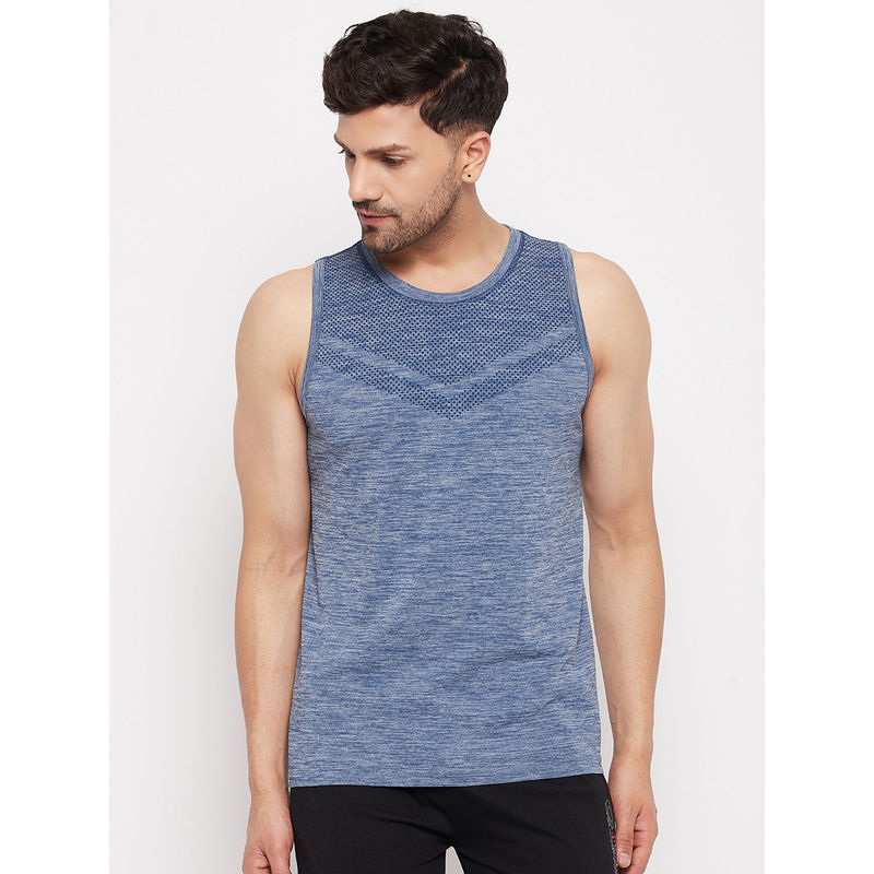 C9 Airwear Seamless Men's Sando Vests with Round Neck and Textured Knit in Navy Color (L)