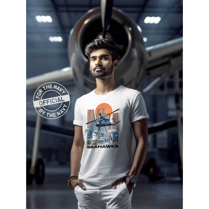 A47 Official Indian Navy Seahawks Squadron Sikorsky Mh60R T-Shirt (S)