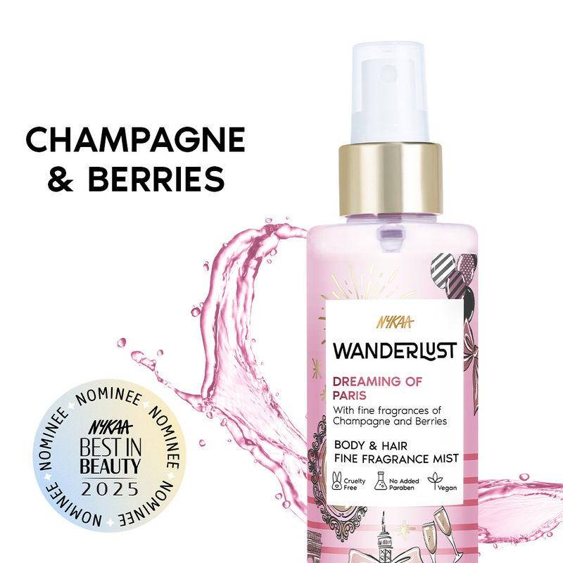 Nykaa Wanderlust Dreaming of Paris Fruity Body & Hair Fine Fragrance Mist For Women