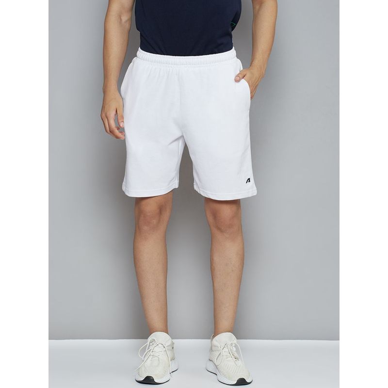 Alcis Men White Solid Slim Fit Running Sports Shorts (M)