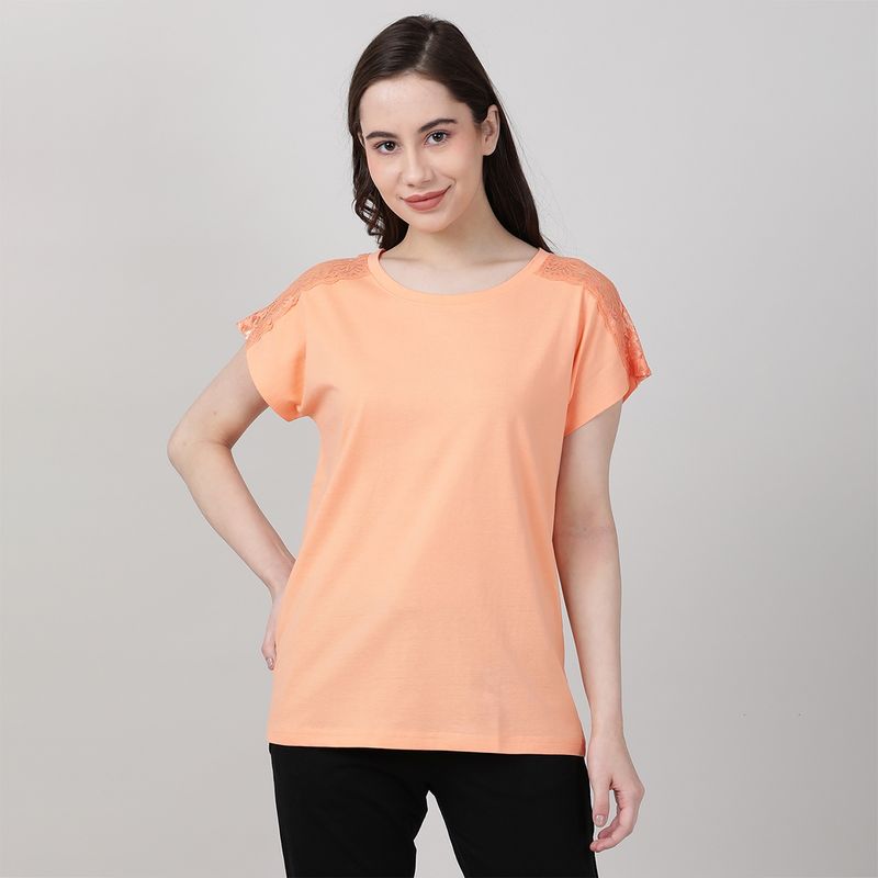 Mackly Womens Solid Tshirt - Coral (S)