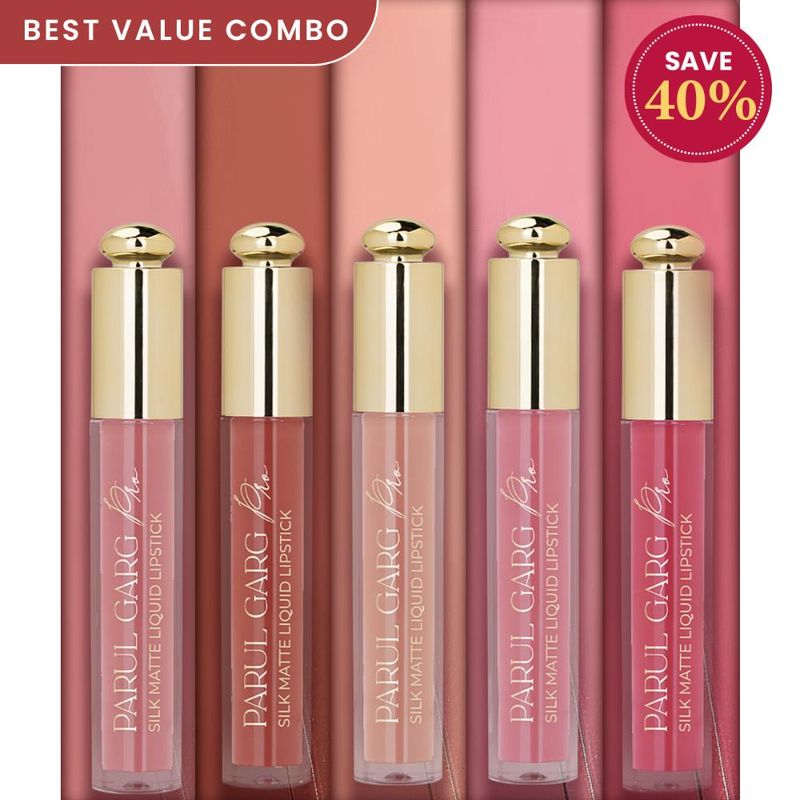 Parul Garg Beauty 5 Silk Matte Liquid Lipstick Long-Lasting, Smudge-Proof - Mua’S Neutral Collection