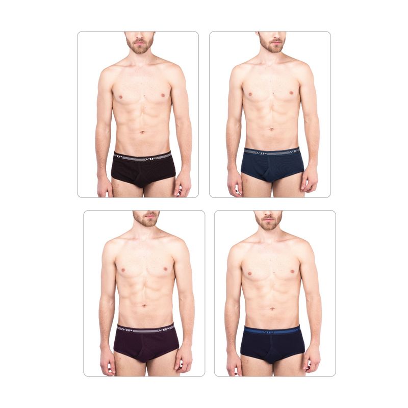 VIP Spector Mens Cotton Briefs Assorted Colours (M) (Set Of 4)