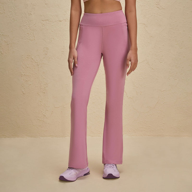 Nykd By Nykaa Iconic Super Comfy Cotton Flare Leggings with Pockets-NYAT503-Mauve (2XL)