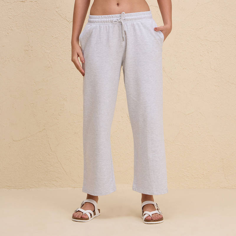 Comfort Cotton French Terry Straight Leg Lounge Track Pants NYLE606 Grey Melange (XL)