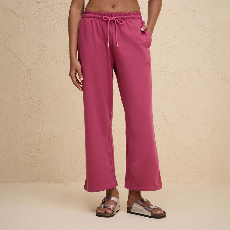 Nykd By Nykaa Comfort Cotton French Terry Straight Leg Lounge Track Pants NYLE606 Grape (2XL)