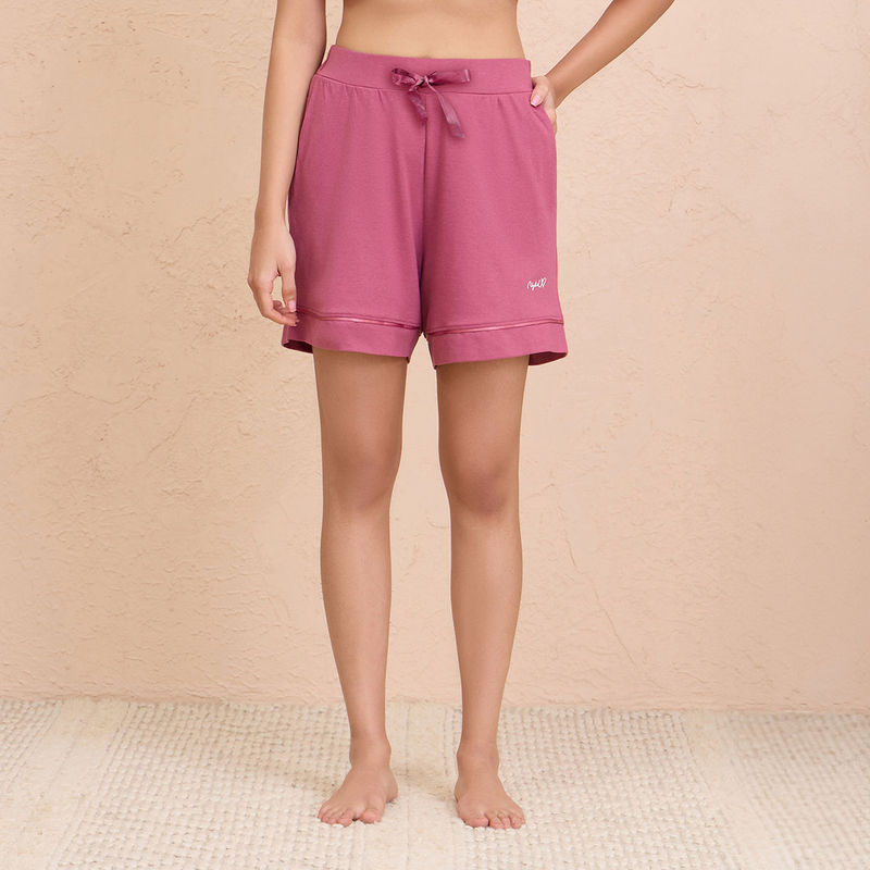 Nykd By Nykaa Summer Essential Super Comfy Cotton-Modal Shorts-NYS912-Grape (2XL)