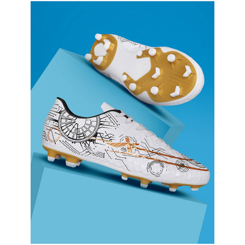 Vector X Hydra X Football Shoes/Studs Pearl White & Gold (UK 6)
