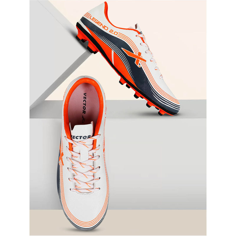 Vector X Legend 2.0 Football Shoes/Studs Off White & Orange (UK 5)