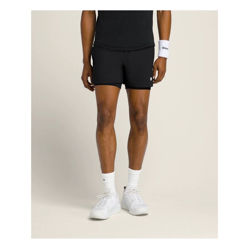 Wilson Men Black Lined Training Shorts Sports Gym Running Activewear Shorts (XL)
