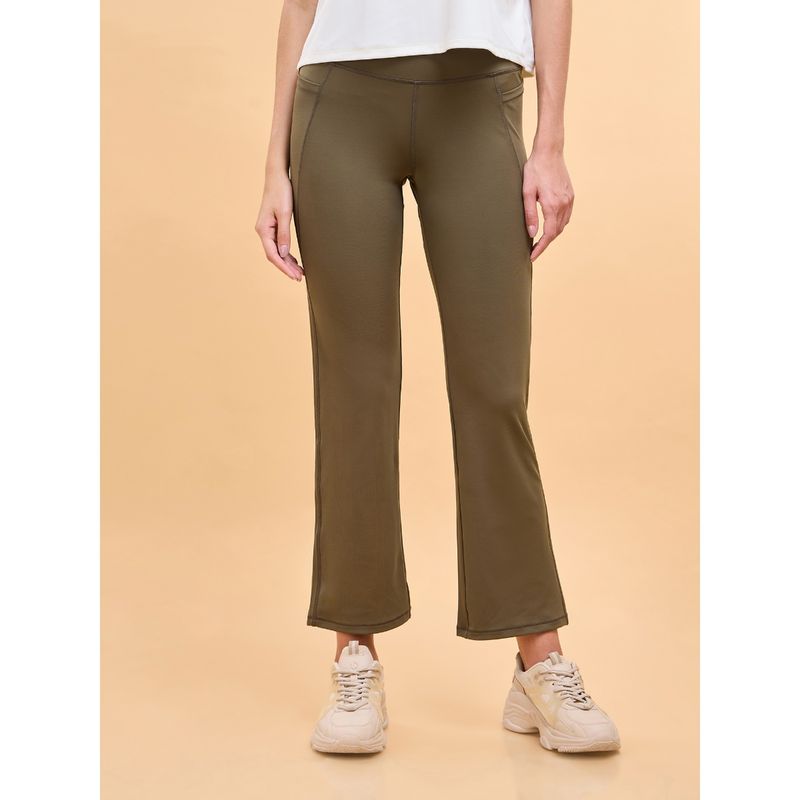 Enamor High Rise Full Length Pull on Boot Cut Active Pant For Women - A402 (XL)