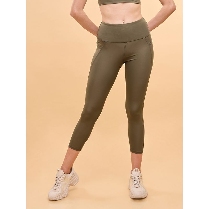 Enamor High rise 7/8th length Adjustable drawstring Workout leggings For Women - A605 (M)
