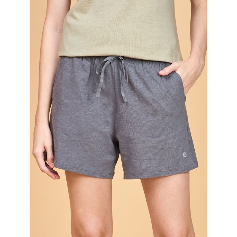 Enamor Essentials Womens E062-Mid Rise Relaxed Fit Thigh Length Jersey Shorts (S)