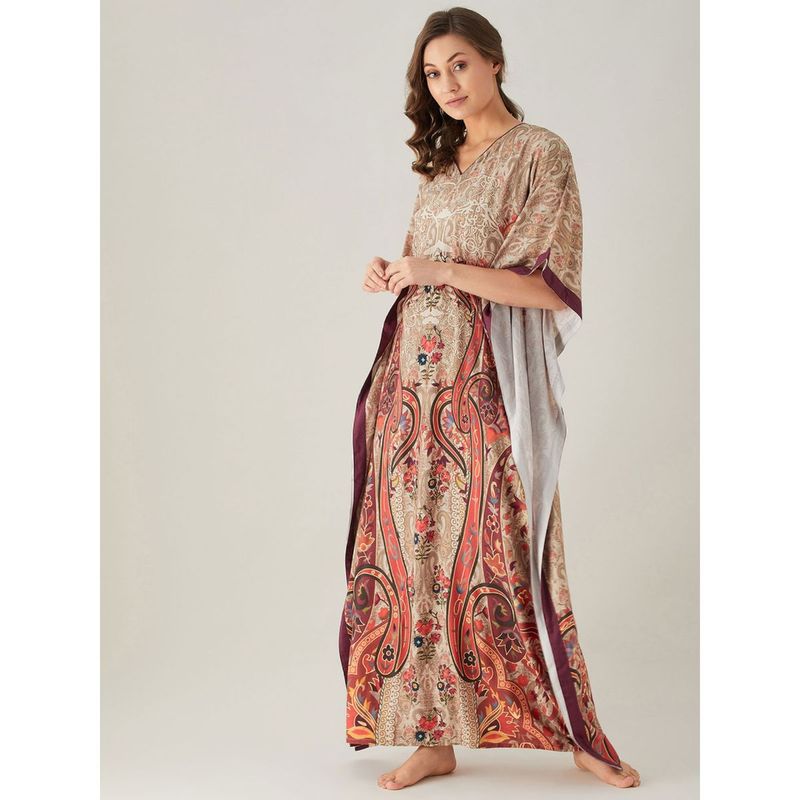 The Kaftan Company Printed Persian Paisley Print Kaftan - Multi-Color (XXL)