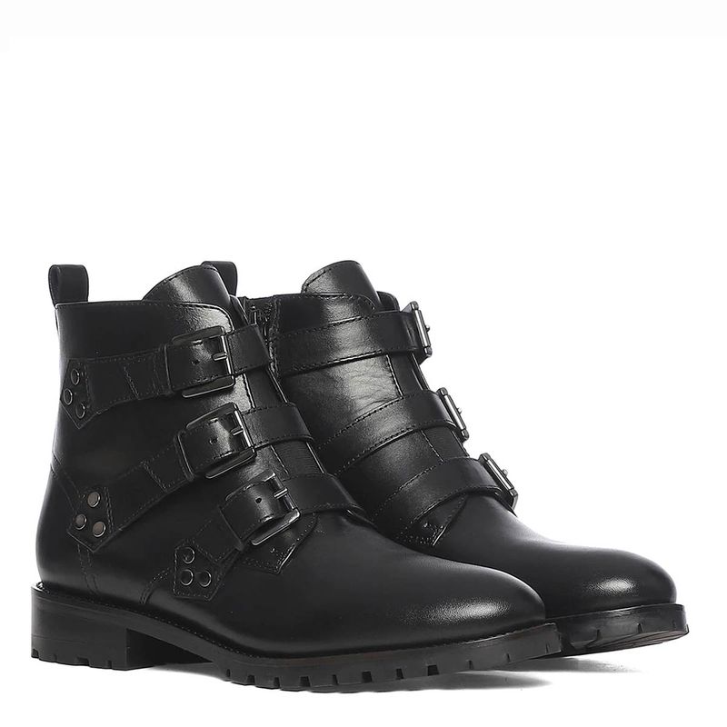 Saint G Solid Black Multi Buckle Leather Boots (EURO 36)