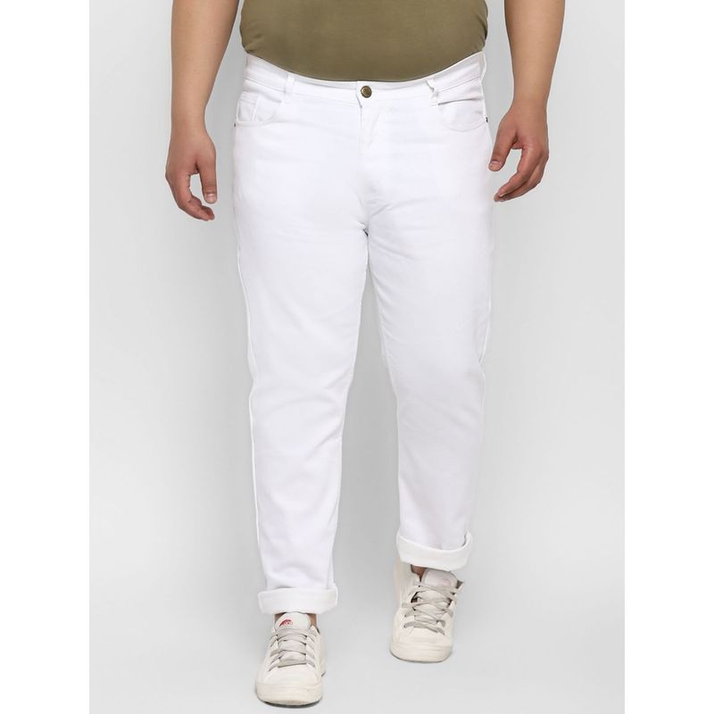 Urbano Plus Men's White Regular Fit Stretch Jeans (36)