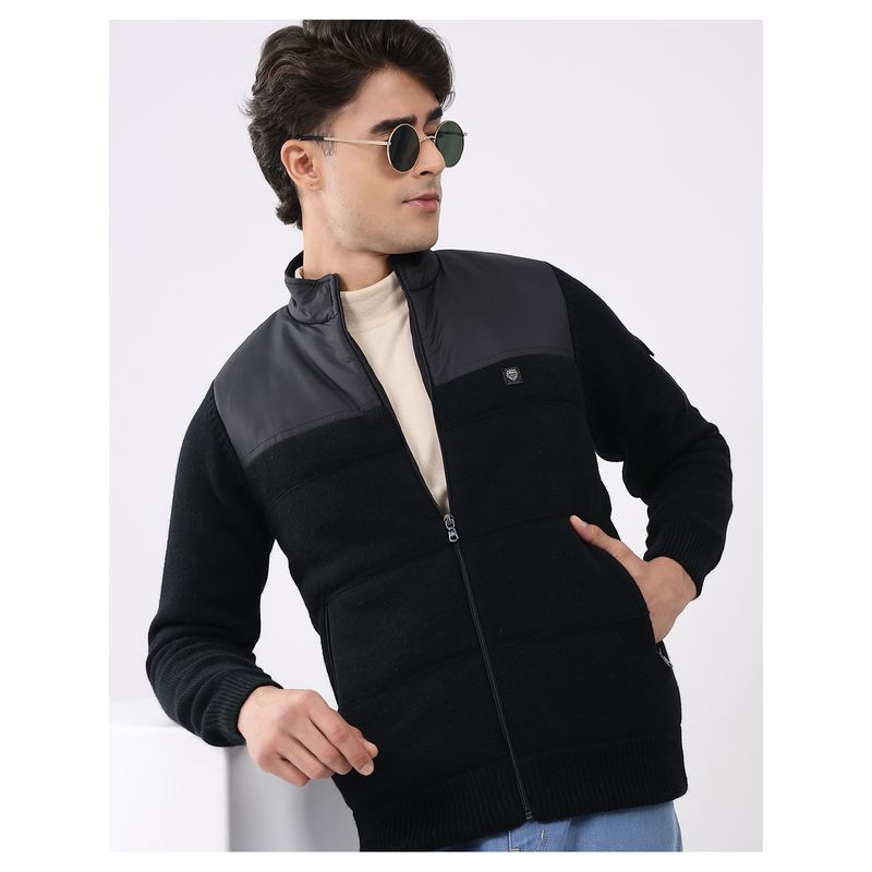 Monte Carlo Men High Neck Full Sleeve Black Jacket (M)