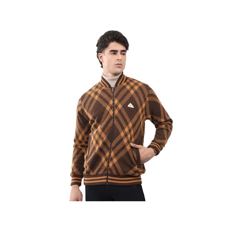 Monte Carlo Men High Neck Full Sleeve Brown Jacket (M)
