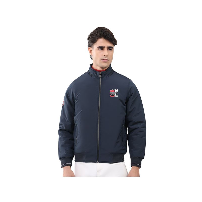 Monte Carlo Men Collar Full Sleeve Navy Blue Jacket (XL)