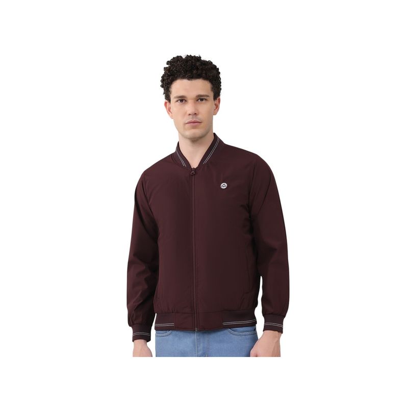 Monte Carlo Men Mandarin Neck Full Sleeve Burgundy Jacket (2XL)