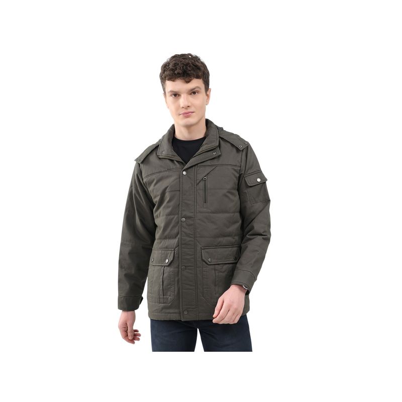 Monte Carlo Men Hood Full Sleeve Green Jacket (XL)