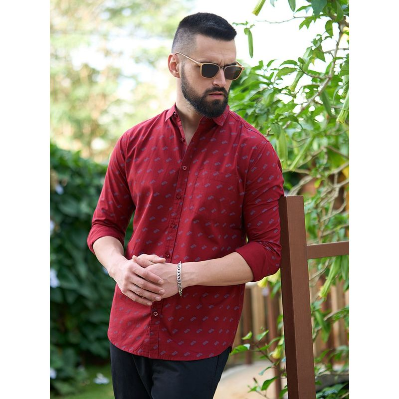 DILLINGER Mens Printed Shirt -Maroon (38)