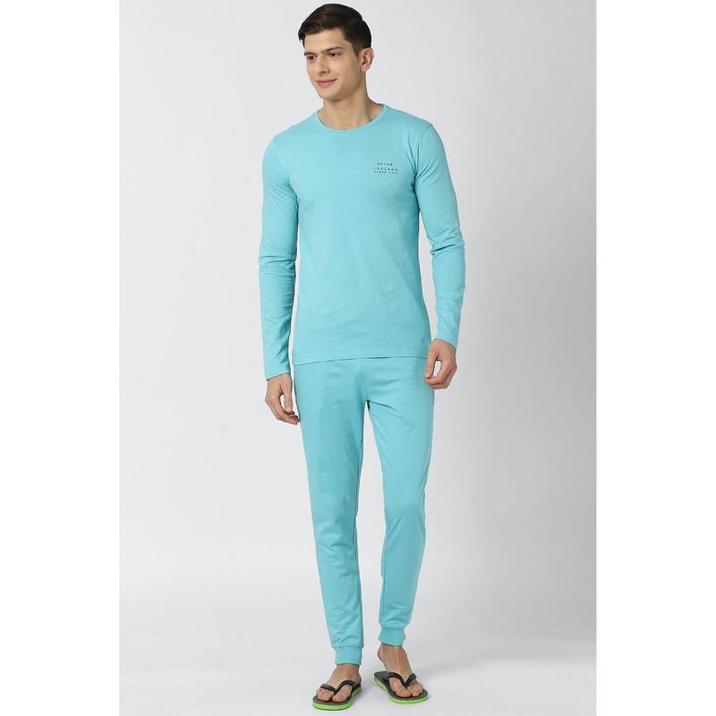 Peter England Men Blue Solid Casual Co-Ord (Set of 2) (S)