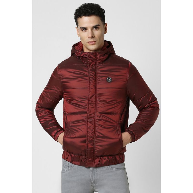 Van Heusen Men Maroon Solid Casual Puffer Jacket (S)