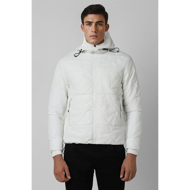 Van Heusen Men White Textured Casual Puffer Jacket (XL)