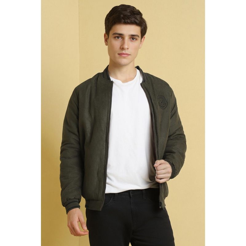 Allen Solly Men Green Solid Reversable Full Sleeves Casual Jacket (2XL)