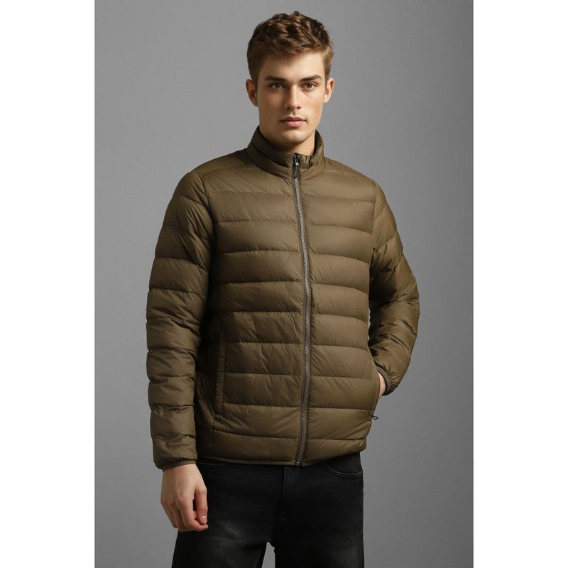 Louis Philippe Men Casual Olive Solid Jackets (XL)