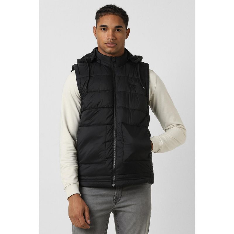 Peter England Men Black Solid Casual Jacket (XL)