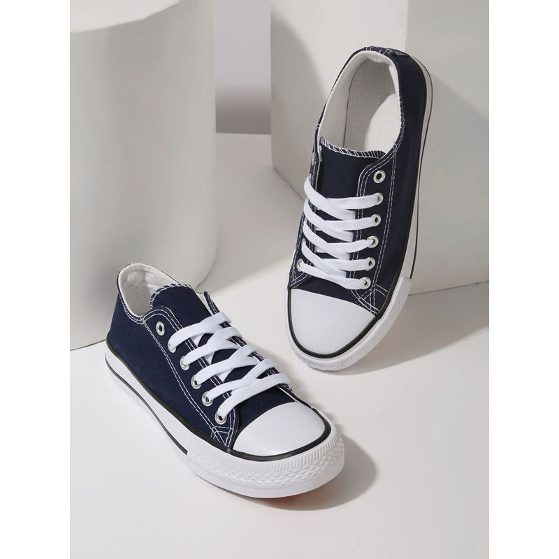Truffle Collection Navy Blue Solid Sneakers (UK 4)